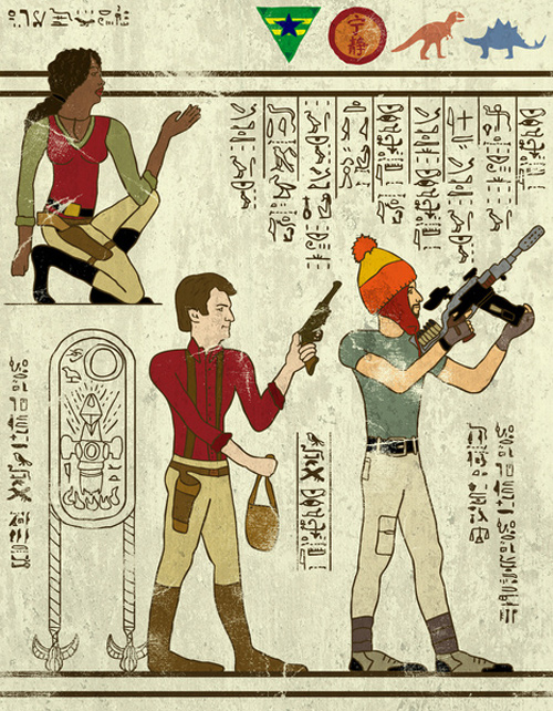 古代エジプト風で描いた映画キャラクターのイラスト写真