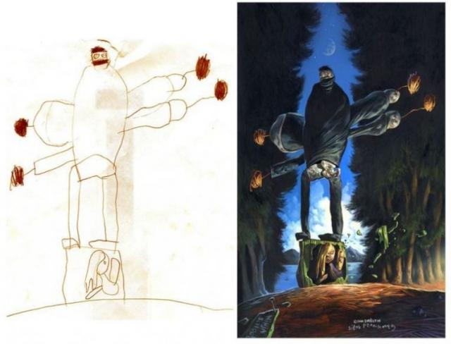 子供の絵を元にプロが描いた、キャラクターたちのイラスト