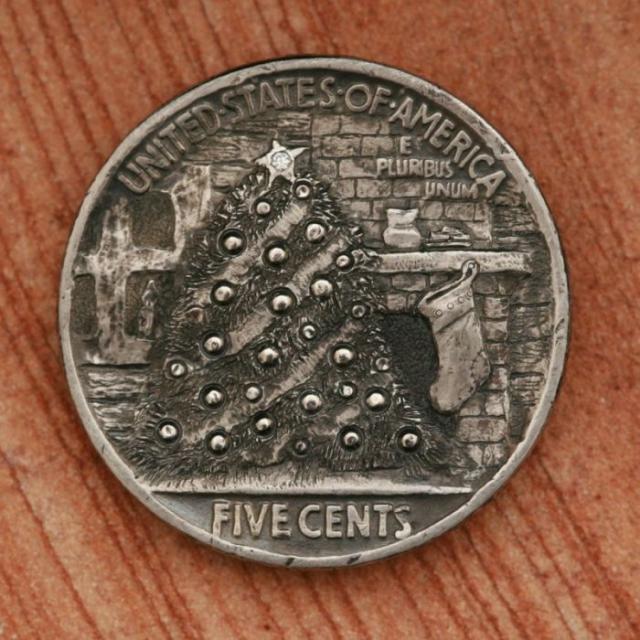5セント硬貨を彫刻した作品、ホーボー・ニッケルの写真